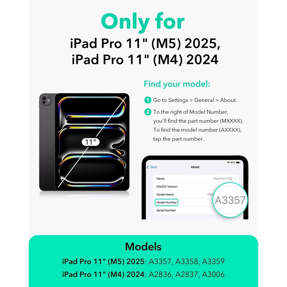 ESR Magnetic Case iPad Pro 11 M5 2025 M4 2024 Multi-Angle Stand Black - Picture 6 of 9